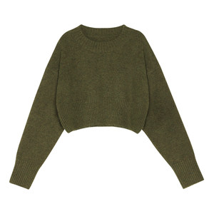 NEVA HU blue short sweater for women loose outerwear 2024 autumn and winter new versatile pullover knit top
