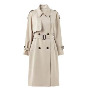 
Qiushui Yiren fashionable little simple windbreaker 2026 spring new commuter lapel mid-length coat for women