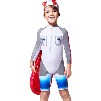 Van Dan's long -sleeved stitching cartoon flat -angle hot spring swimsuit
