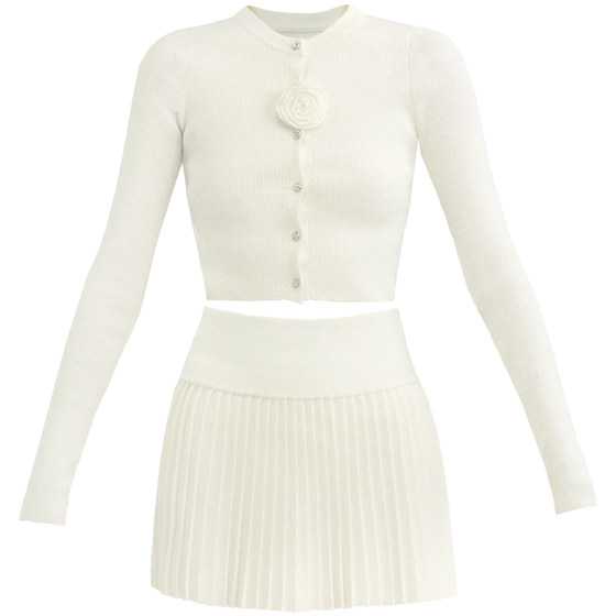 
[鞠婧祎同款]易碎商店八月集 法式时尚针织上衣气质秋冬套装
