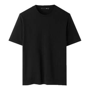 
HLA/Hailan Home Light Business Straight Wool Short Sleeve Knitted Sweater 25 Autumn New Round Neck Black Sweater Men