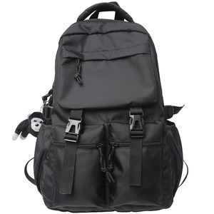 High school student schoolbag boys junior high school students large -capacity piped shoulder bag design sense niche wild black computer backpack women