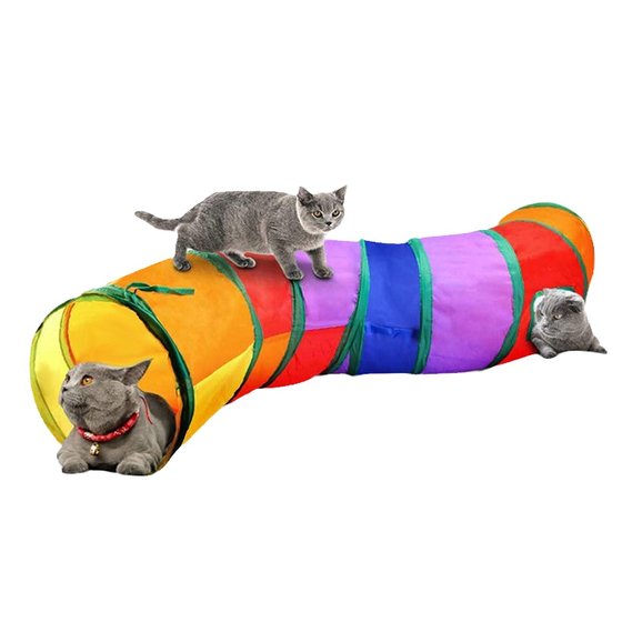 Rainbow Cat Tunnel Labyrinth Cat Loop Catal Cat Drilling toy Rolling Dragon Rabbit Folding Pet Supplies
