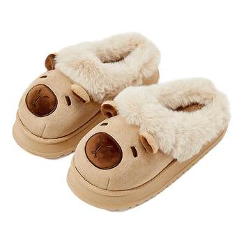 Sanfu cotton slippers Kapibara indoor home warm plush outer wear bag heel slippers winter 2025 new style