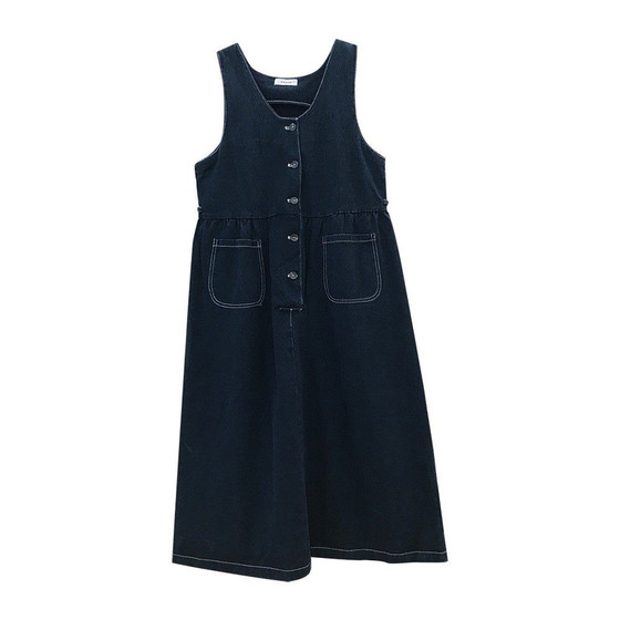 Nuochu maternity dress fashionable pregnant women vest dress suit spring shirt long over knee denim strap skirt
