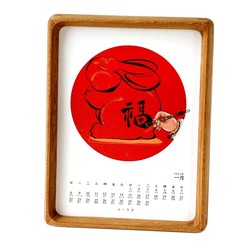 Walnut Hand-painted Calendar 2024 Year Of The Dragon National Style Original Decorative Table Calendar New Year Gift Leisure Villa