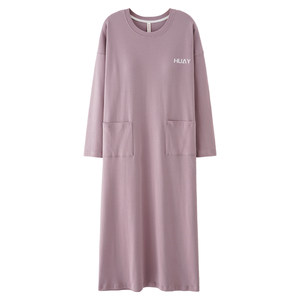 Pure cotton nightgown for women's spring and autumn style extra long style to ankle long skirt for autumn new autumn and winter style high-end long-sleeved pajamas