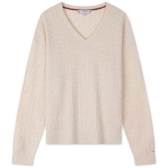 
[Wool Blended] Tommy25 Spring and Summer New Women's Solid Color V-neck Thin Twist Inner Bottoming Knitted Sweater