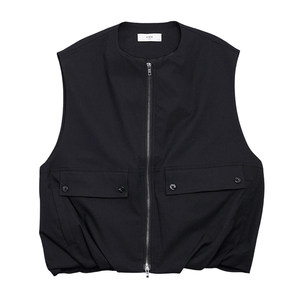 
Original niche workwear style pleated hem round neck vest for men early spring trendy couple style double pull head stacked vest