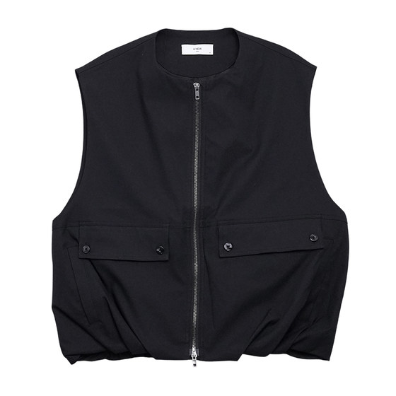 
Original niche workwear style pleated hem round neck vest for men early spring trendy couple style double pull head stacked vest