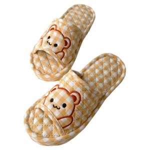 
2022 cartoon fresh pure cotton fabric couple home slippers summer thickened silent cloth sole non-slip floor slippers for women