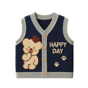 Boys spring and autumn sweater knitted vest baby boy vest fashionable baby thin cardigan woolen outer wear