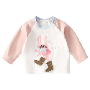 
Baby girl long-sleeved T-shirt baby spring tops pure cotton girls spring clothes boys bottoming shirts children's inner wear