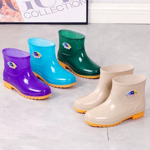 Весенние и осенние утолщенные женские резиновые сапоги короткие туфли для плавания с трубкой женские резиновые туфли непромокаемые нескользящие бахилы рабочая защитная обувь короткие резиновые сапоги для улицы средняя длина