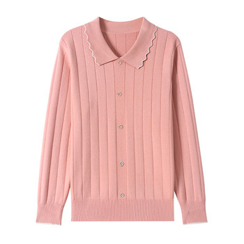 Middle-aged mother autumn long-sleeved sweater lapel top
