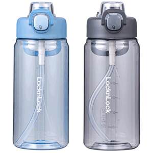 
LOCK&LOCK water cup straw official kettle plastic sports large capacity authentic children's portable cup boy belt