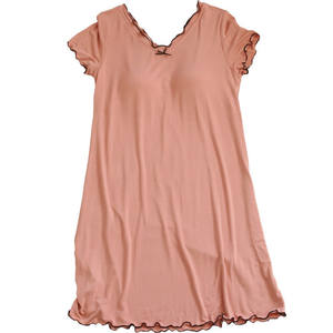 Bringing a chest pad night night, Madier cotton pajamas women summer short sleeve skirt soft V -neck thin back thin pregnant women 200*0.5kg
