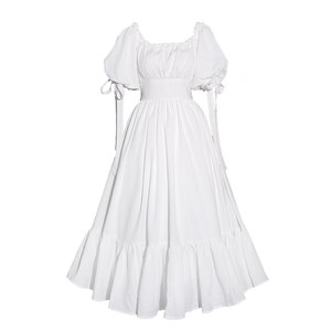 
Miai's original <small white skirt> French retro square collar makes you look slim and high waist big swing embossed texture dress