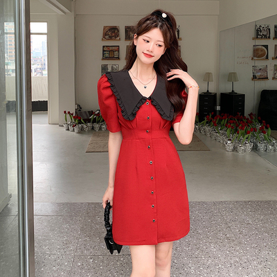 taobao agent Fitted brace, doll, summer dress, retro mini-skirt, plus size, french style