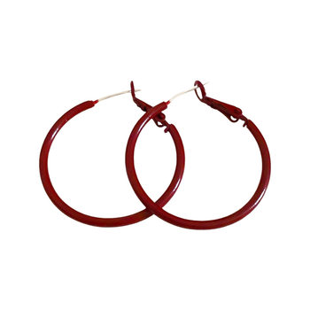 
Big red earrings exaggerated circle silver needle earrings