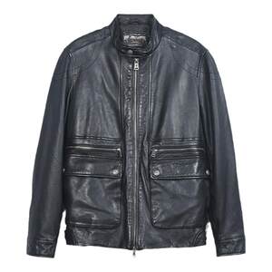 
MCS men's American motorcycle new sheepskin casual slim jacket stand collar double-head zipper short leather jacket