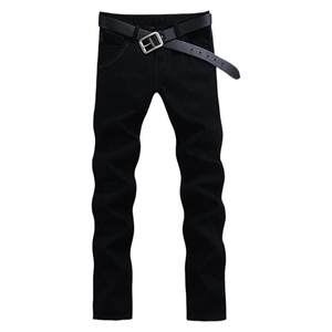 2026 Pure Black Jeans Men's Slim Straight Pants Elastic Small Foot Non-fading Pants Men's Spring and Autumn Pants