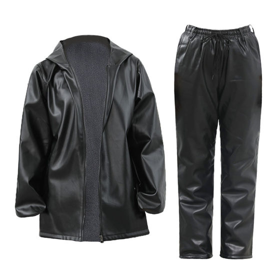 Spring and autumn single leather pants men's loose water and oil -proof work clothes leather jacket suit men and women Zhengyang labor insurance work
