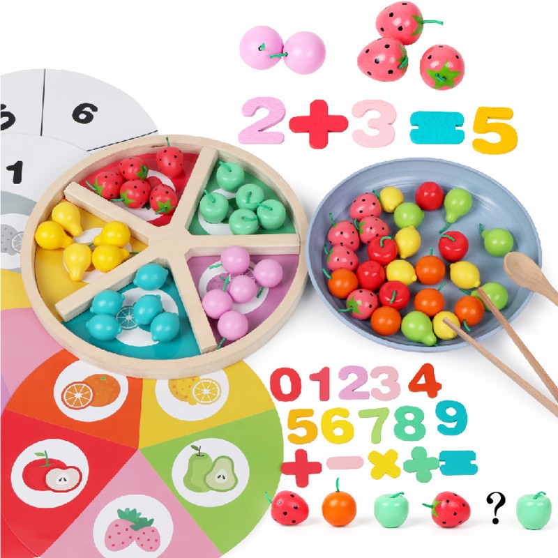 启蒙教具木制过家家仿真水果分类盘游戏玩具儿童早教颜色认知数学