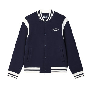 FILA official men's knitted long-sleeved jacket 2025 spring new fashionable loose casual baseball uniform