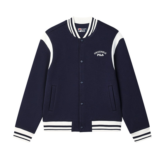 FILA official men's knitted long-sleeved jacket 2025 spring new fashionable loose casual baseball uniform