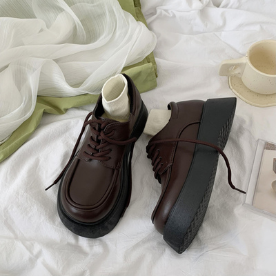 taobao agent Black summer high Japanese footwear English style platform, British style, 2022