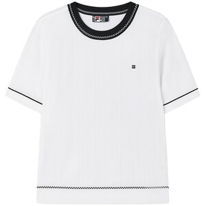 FILA official women's sweater 2025 summer new fashionable casual simple basic short-sleeved top
