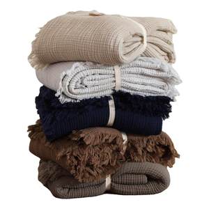 
DAISYHOME pure cotton wrinkled gauze Class A skin-friendly four-season thin solid color blanket sofa nap blanket bed end blanket