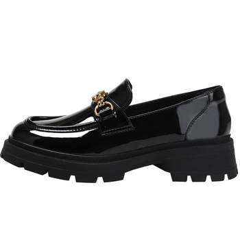 Real leather thick-soled leather shoes women's loafers

