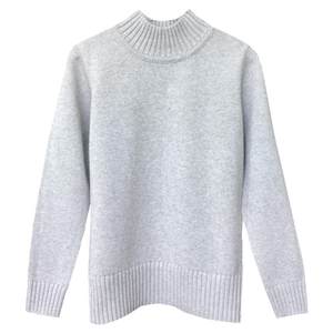 
Dongrunlian Simple and clean version Thickened warm pure cotton sweater for women with half-high collar pullover and knitted cotton thread