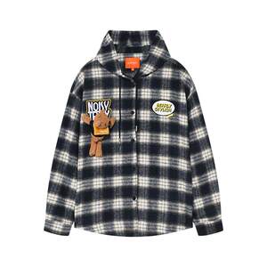 
NOISY TEDDY men's and women's 26th spring new classic retro plaid long-sleeved hooded jacket loose