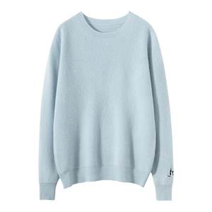 
Round neck 100% pure cashmere sweater for women autumn and winter new sweater thickened embroidered top advanced loose knitted bottoming
