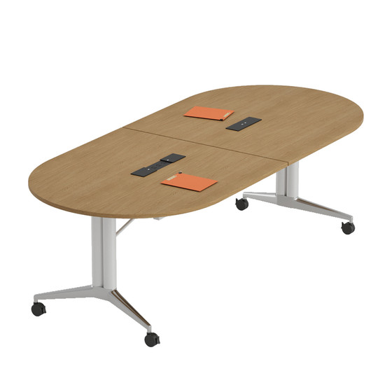 
Oval folding conference table, long table, training table, simple modern mobile study table, office desk, extra large negotiation round table