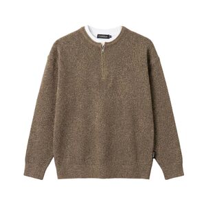 
Keshidi fake two-piece long-sleeved sweater for men in autumn and winter new round neck half-zip casual soft waxy knitted pullover for men