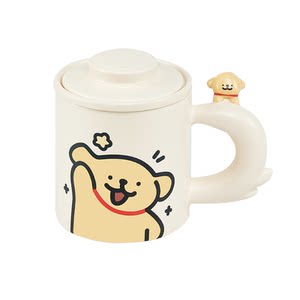 
Yancang line puppy ceramic tea cup filtered tea water separation cup office mug birthday gift