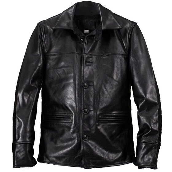 
Short version of gatekeeper, softened crazy horse leather, lapel business casual single-breasted men's slim leather jacket coat