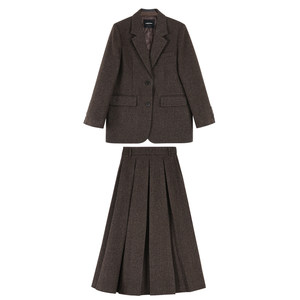 
pusumede elite style quiet luxury wool blazer women's quilted suit + pleated skirt suit