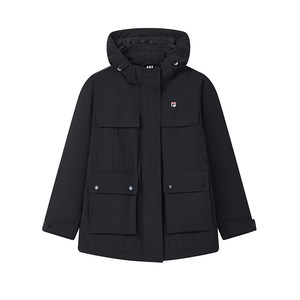 
FILA Official Women's Cotton Clothes 2026 Spring New Fashion Casual Hooded Parka Warm Jacket