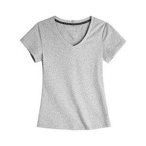 Madden Xinjiang cotton slim T-Mei high solid color V-neck right shoulder short-sleeved T-shirt slim fit inner Tencel top for women