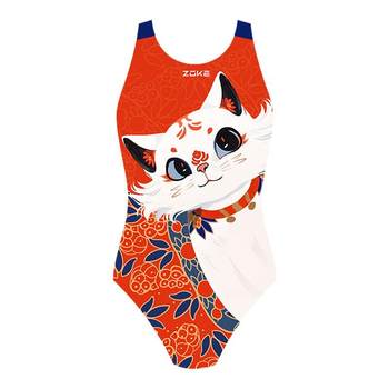 Chauke girls quick-drying cat professional one-piece swimsuit