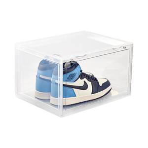 Sole acrylic transparent hard shell plastic magnetic side-open basketball storage shoe box Aj folding dustproof shoe cabinet shoe wall