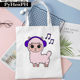 llama Canvas Tote Bag 卡通羊驼印花大容量手提单肩帆布包袋子