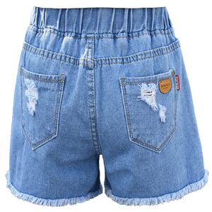Fat mm high -waisted denim shorts female summer thin rolling edge loose waist and pierced Korean version loose large size lady hot pants
