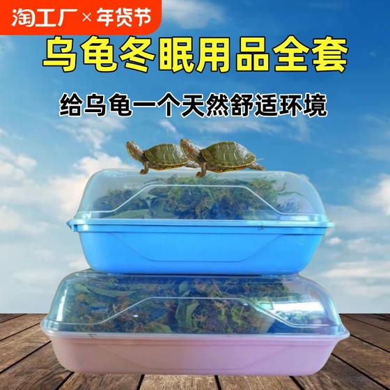 乌龟冬眠箱过冬用品巴西龟冬眠保温箱沙土苔藓山砂饲养保暖套装