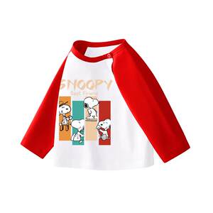 
Snoopy children's clothing boys' long-sleeved T-shirt spring and autumn 2026 new cotton tops infants and young children spring bottoming shirts